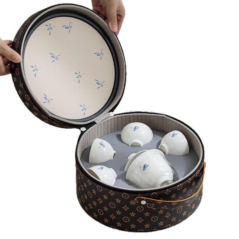 Panda White Porcelain Travel Tea Set