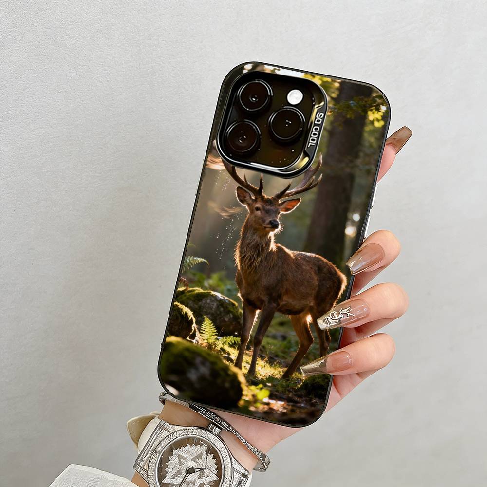 Deer Phone Case For iPhone 17,16,15,14,13,12,11 Plus,Pro Max,XS,Colorful Silver Phone Case Funda Cover