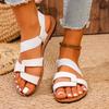 Fashion New Fashion Cross Flat Comfort Sandals Round Toe Open Toe Plus Size Buckle Strap Lightweight Soft Sole Roman Sandals