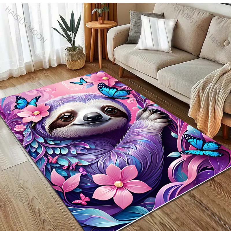 Fantasy Pink World Sloth Printed Carpet for Bedroom Living Room Bedside Sofa Floor Mat Modern Home Decor Area Rug