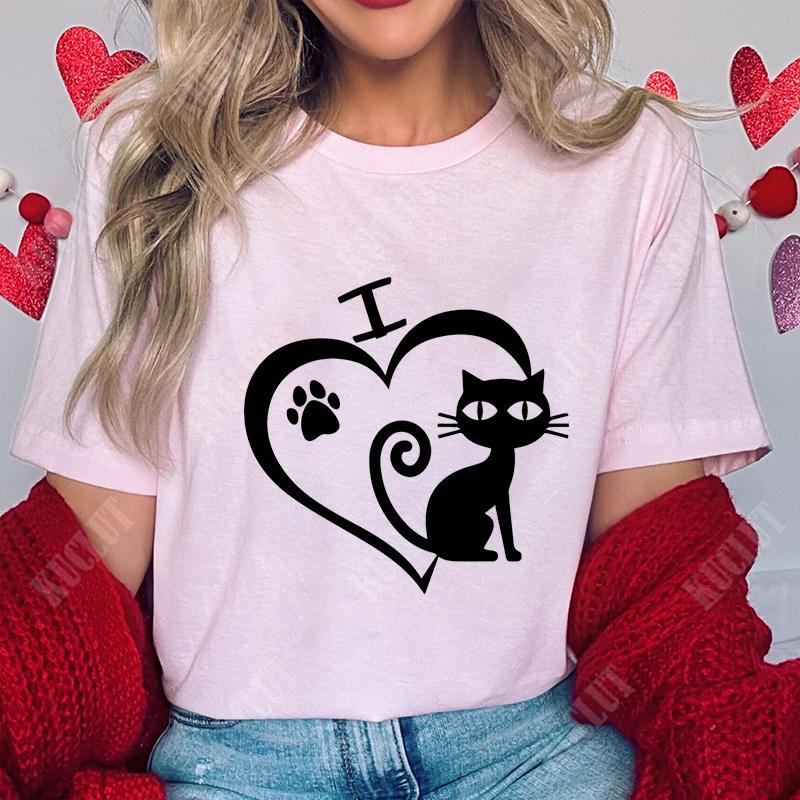 Funny Heart  Dog Paw Print Women Tshirts Fashion Summer Ladies Tshirts Short Sleeves Clothes Love Heart Fashion Casual Shirts