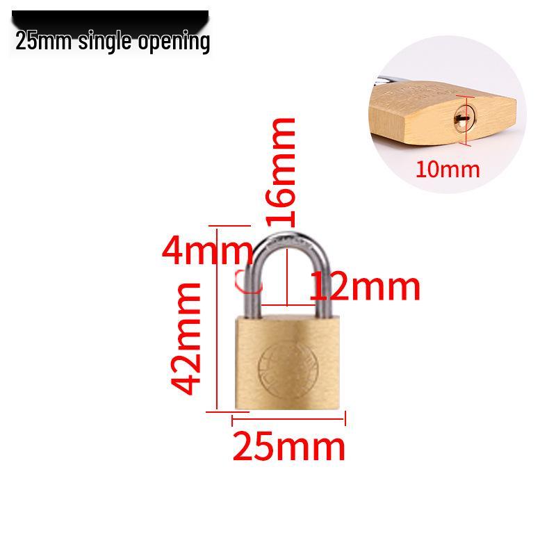 Small Brass Anti-Theft Padlock for Household Doors, Cabinets, and Dormitories with Thickened Lock Head and Key