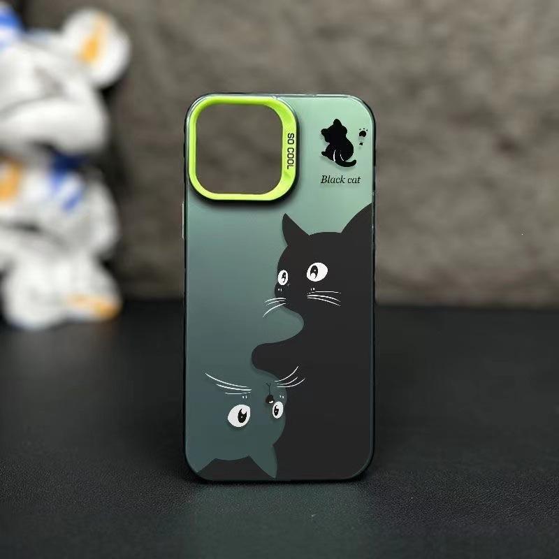 Art black cat is suitable for Apple 16plus mobile phone case 16promax creative 14 new 13pro hard case 12