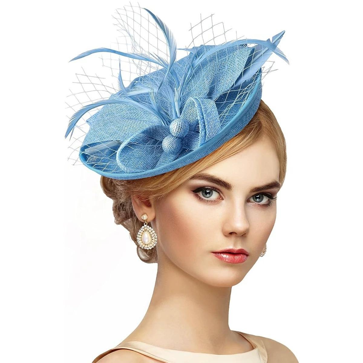 

Элегантная шляпка-фасинатор с подвеской для волос, женская шляпка для вечеринки, свадебная шляпка для невесты, для показа, для скачек, миллери, с изысканным цветочным головным украшением