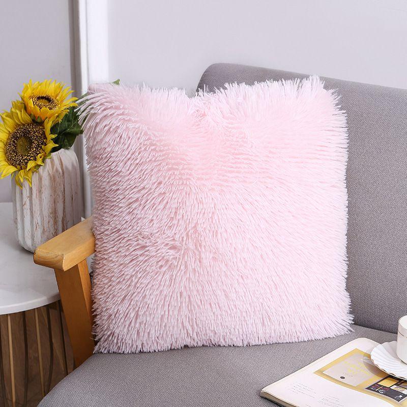Cushion Fluffy Square Plush Pillow Covers Shaggy Scatter Sofa Pillowcase Decor