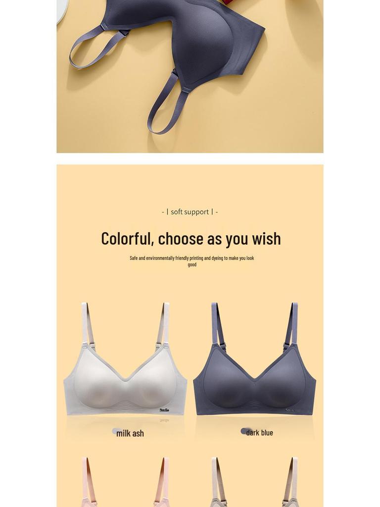 B78 Original Soft Support Seamless Jelly Strips Wire-free Anti-Sagging Latex Bra for Small Busts
