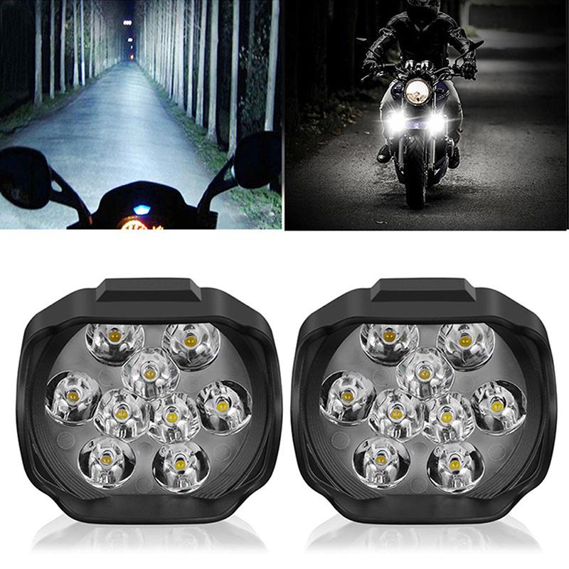 Motorcycle Headlight 9 Led 6W Dc12V Super Bright Spot White Work Light Bicycles