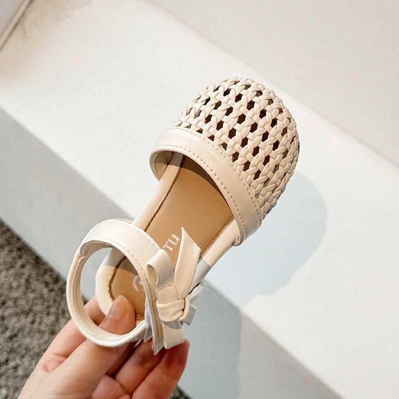 Braided toe cap girls' sandals with soft soles summer new style for children and babies anti-kick lightweight princess sandals