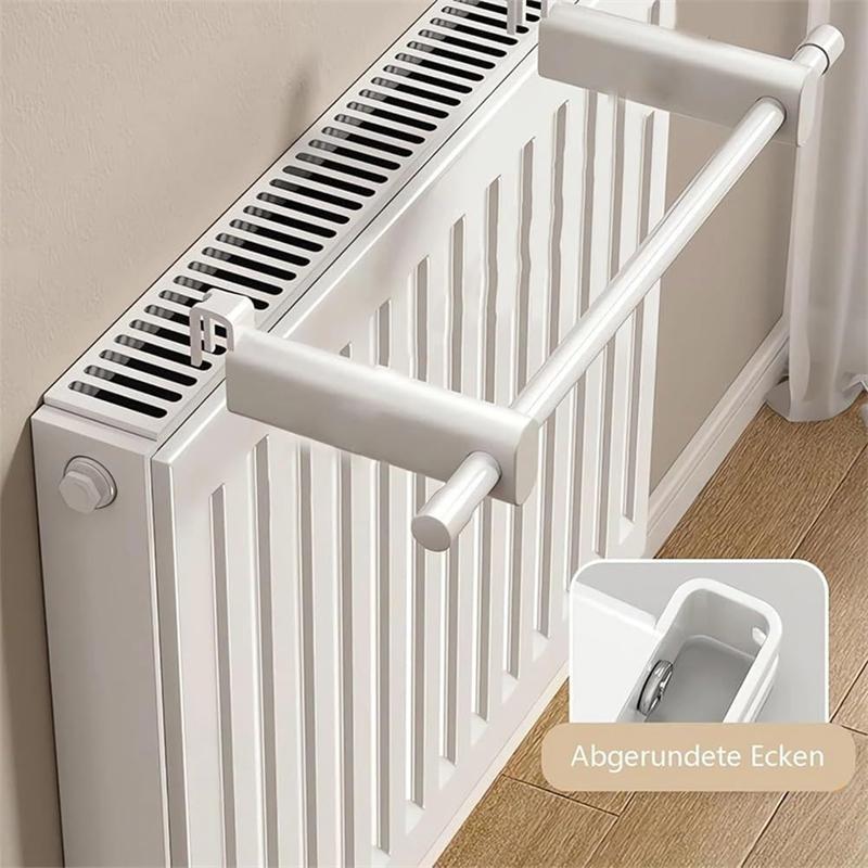Compact Radiator Towel Hanger 30cm White Steel Bathroom Organizer Space Saving Easy Mount No Drilling Required Heat Resistant for 0.3-2m Heaters