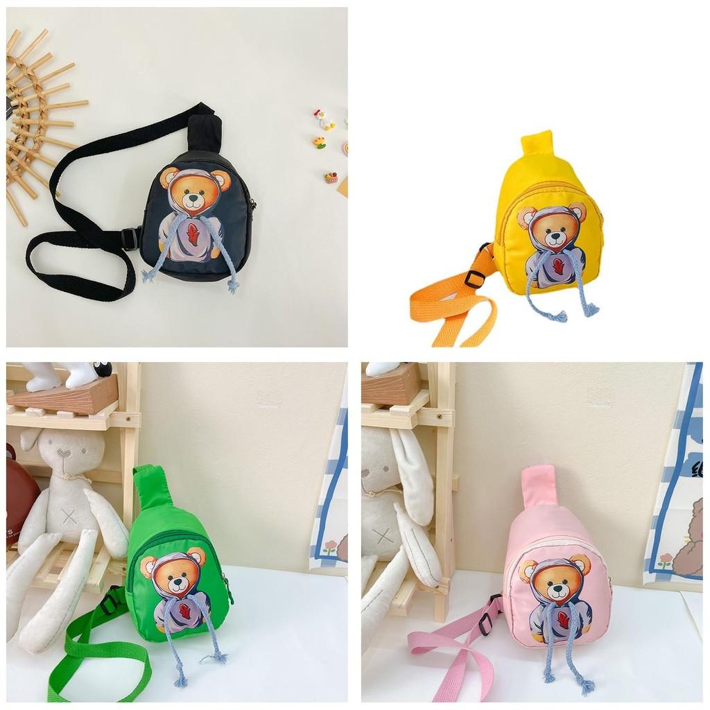 Hoodie Cartoon Teddy Bear Pattern Children Travel Shoulder Bag Oxford Material