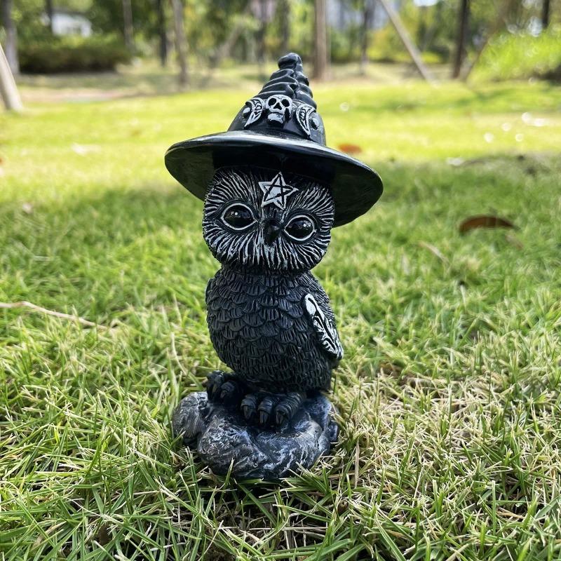 Garden Witch Cat Sculpture Gothic Kitten Decoration Halloween Magic Cat Statue Resin Craft Ornament Home Outdoor Courtyard Decor