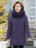 2026 Women's Mid-Length Thickened Down Jacket with Fur Collar - Plus Size, Over-the-Knee Winter Wear for Middle-Aged and Elderly Ladies