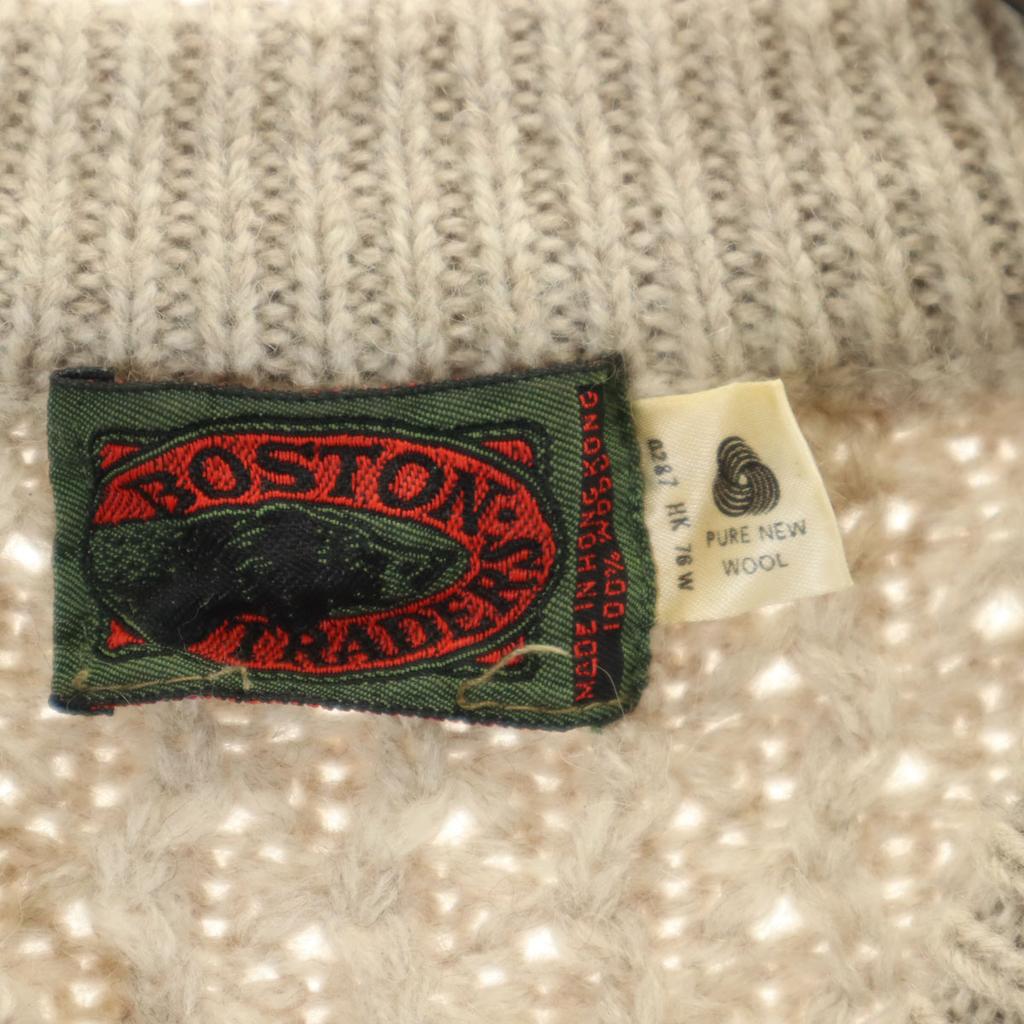 BOSTON TRADERS 90s 100% Wool, Old Long Sleeve Sweater Beige Knit Men's Used