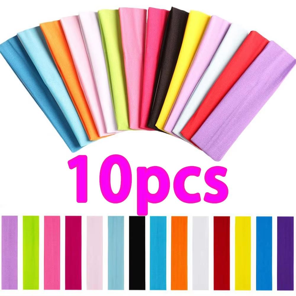 10 Pcs Elastic HairBand Fashion Headbands For Women Solid Color Sports Running Fitness Yoga Hair Bands Makeup Hair Accessories One Size