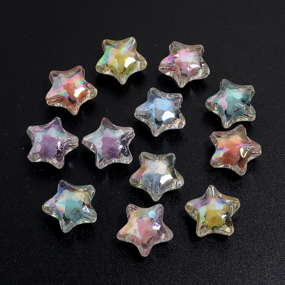 30/50pcs Star Acrylic Beads Candy Color Loose Spacer Beads For Jewelry Making DIY Bracelets Necklace Phone Key Chain Accessories