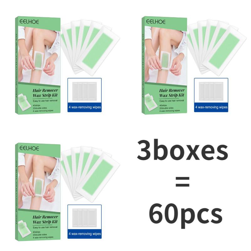 

60/40/20 шт восковые полоски для удаления волос Профессиональная двухсторонняя бумага для депиляции с холодным воском бикини ноги летние инструменты для красоты лица и тела