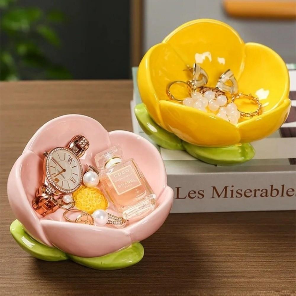 

Tulip Flowers Storage Tray Ceramic Jewelry Box Ins Foyer Ornaments Furniture Decorations жовтий