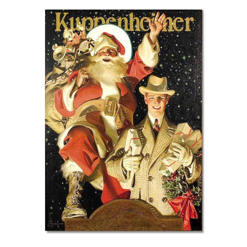 Винтажная забавная рождественская картина Санта и дети, холст, HD печать, традиционный настенный художественный постер, картина для праздника, домашнего декора, подарок 21x30cm No Frame