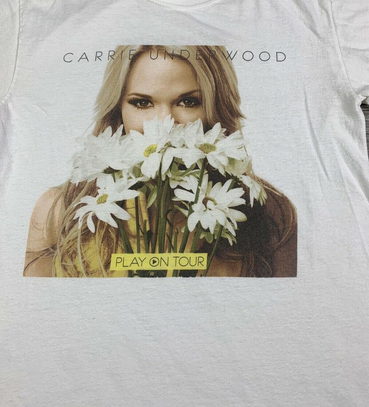 Vintage Carrie Underwood 2010 Play On Tour Cotton White S-4XL Shirt CM144 XXL