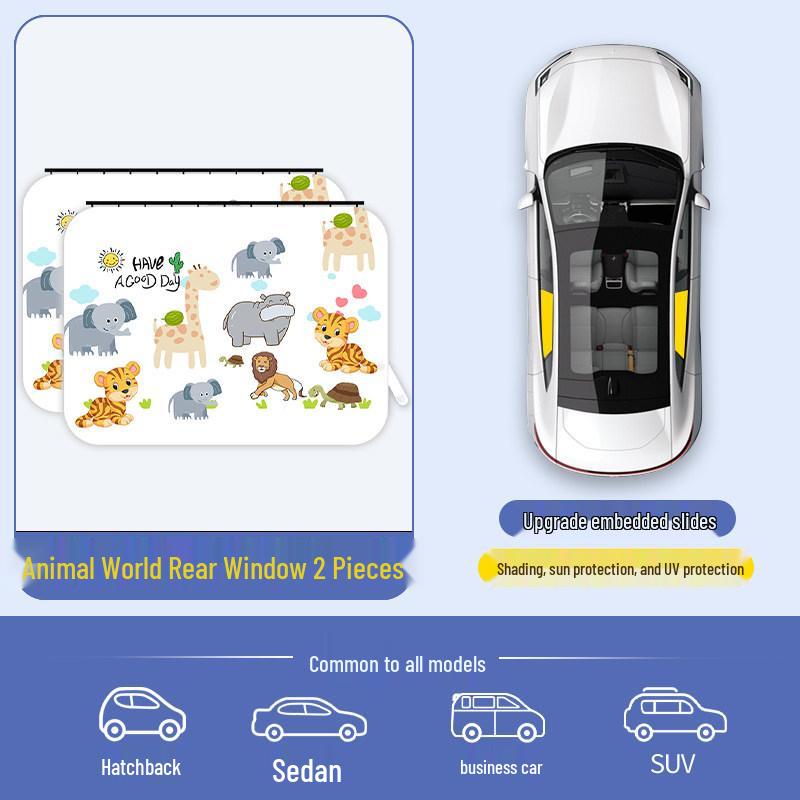 Car Sunshade Track Window Curtain - Interior Sun Protection & Privacy Blackout for Baby Stroller Side Windows