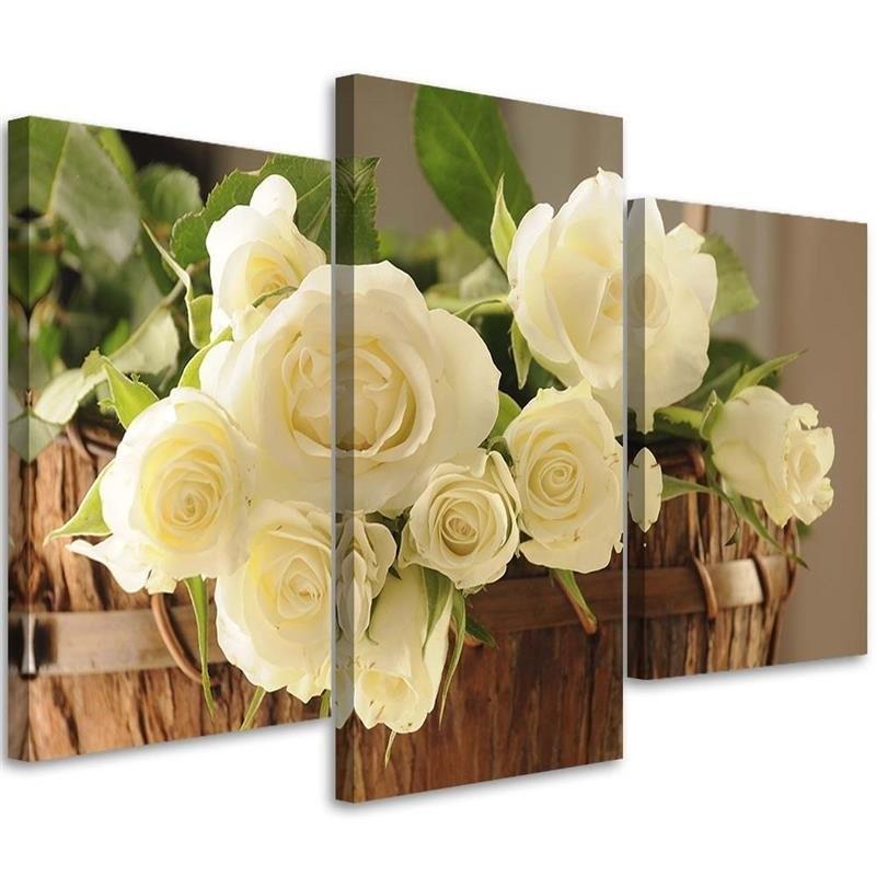 Three piece picture canvas print White Roses