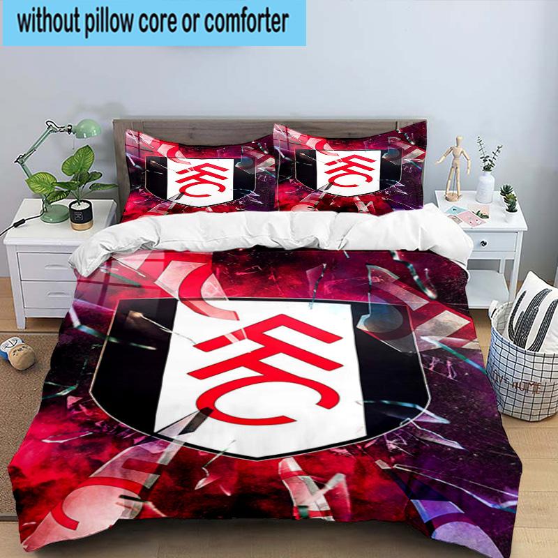 3pcs Fulham F.C Printed Bedding Set Duvet Cover Closure Includes 1 Duvet Cover & 2 Pillowcases Bedding Sets Home Decor Gifts