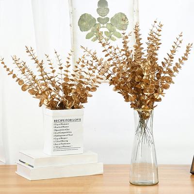 24Pcs Artificial Leaves Realistic Care Easy Simulated Plastic 38cm Eucalyptus Green Plant Branch