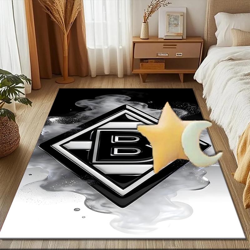 Green Black Borussia Rug for Living Room, Game Rooms, Office, Bedroom, Office Floor Mat Playful Design, fan gifts Christmas decor