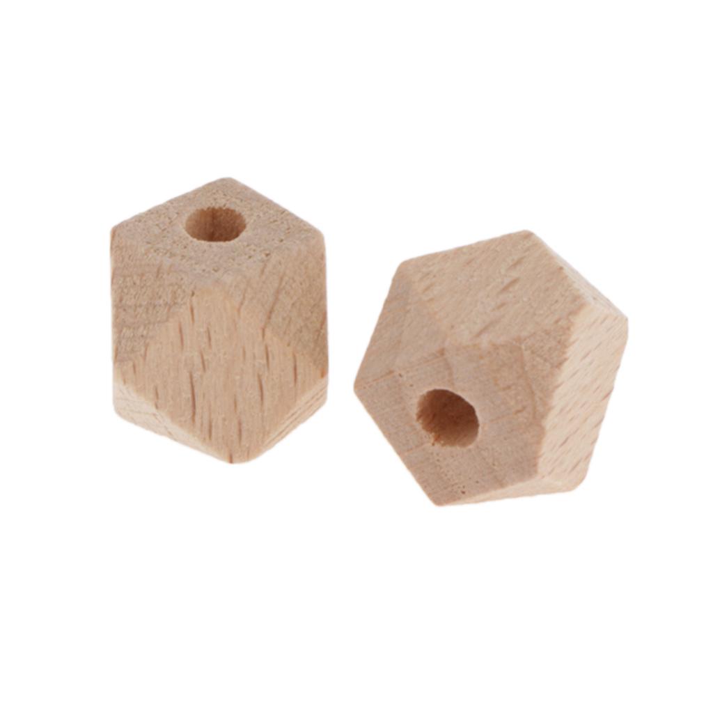 40Pcs Faceted Wood Bead Unpainted Loose Spacer Beads Charms Jewelry Making 12MM