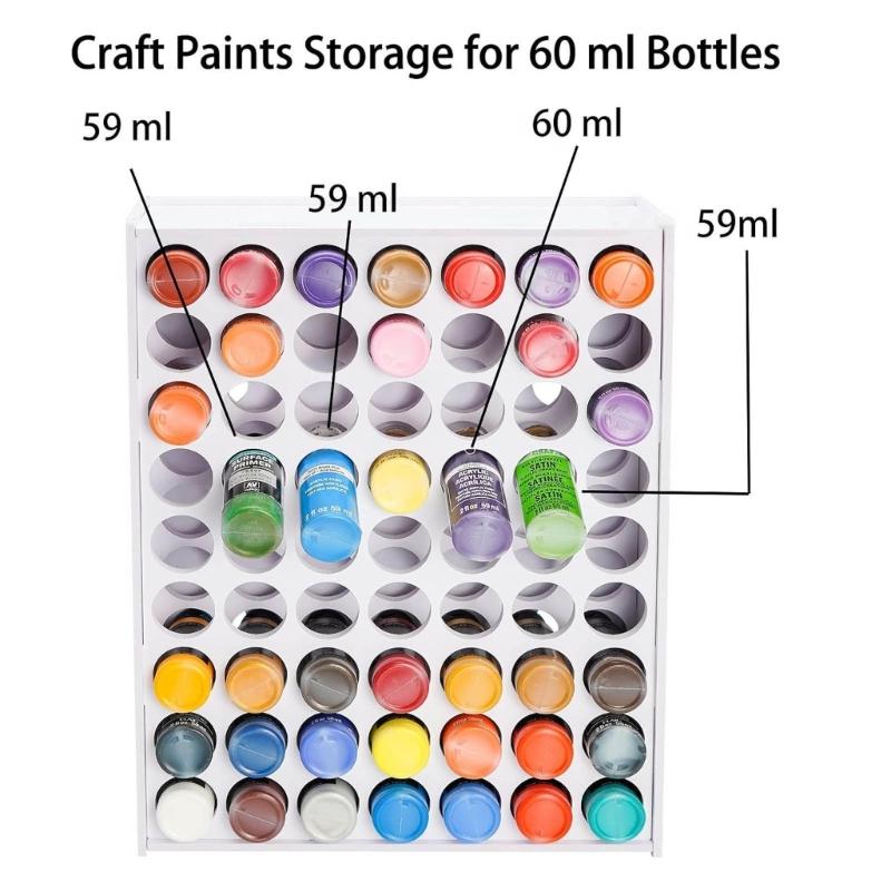 Vertical Paint Bottle Holder Practical Paint Rack 49/63 Hole Organizers for Craft Paint Bottles Space Saving