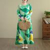 New Vintage Floral Maxi Dress Women Plus Size Spring Long Sleeve Loose Oversize Basic Long Dress