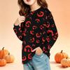 Kids Halloween Print Long Sleeve Neck T-Shirt with Pockets