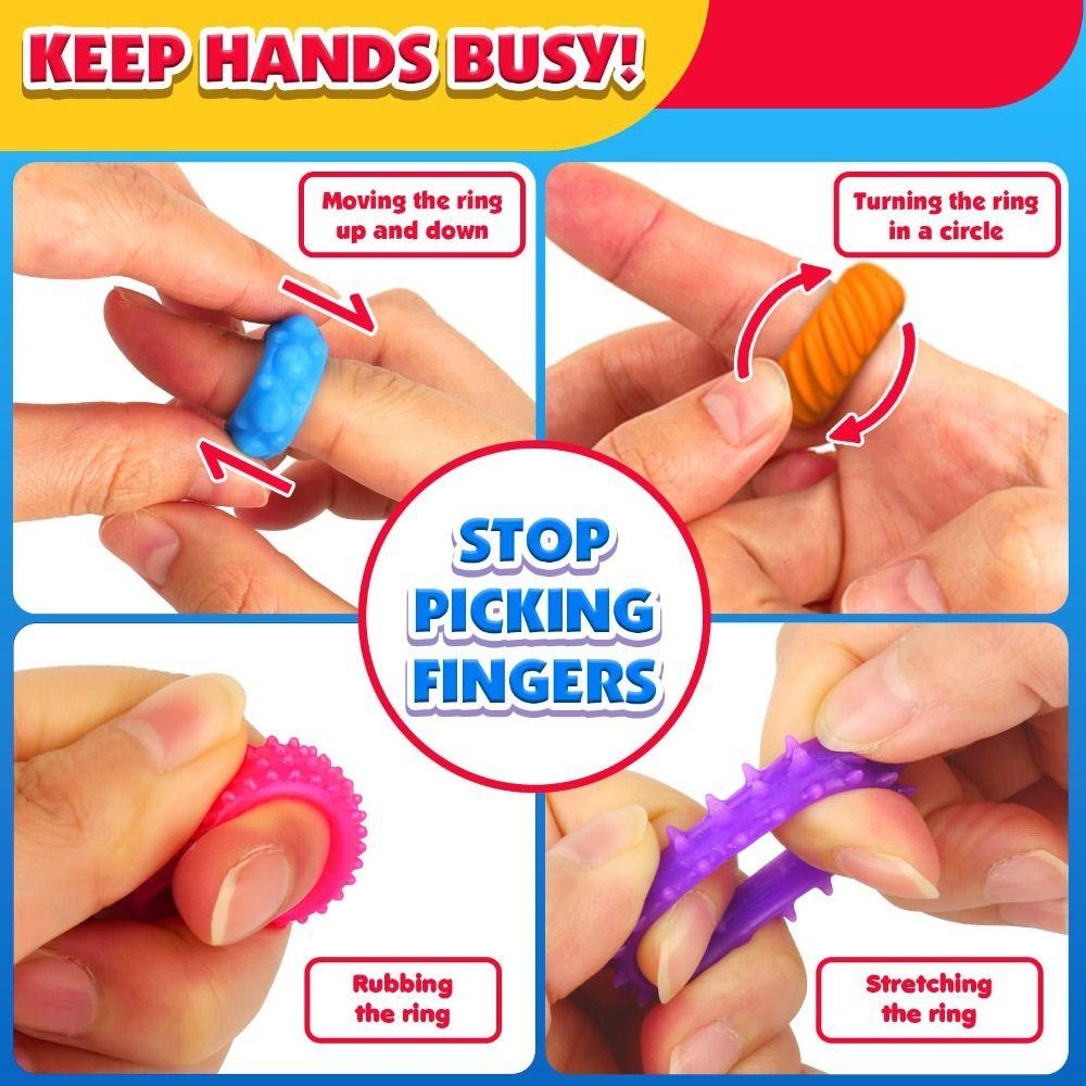 12 pcs/set Stretchy Kids Sensory Rings Decompression Fidget Ring New Fidget Toys  Kids with Autism