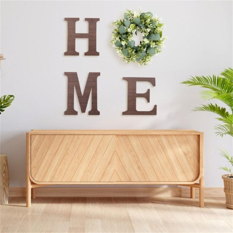 Home Letter with Wreath Farmhouses Decors Wood Decorative Sign for Bedroom Livingrooms Entryways Kitchen Housewarming