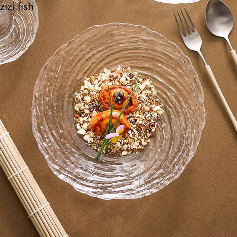 Creative Water Ripple Glass Salad Bowl Dessert Yogurt Bowl Thick Soup Bowls Restaurant Molecular Cuisine Specialty Tableware