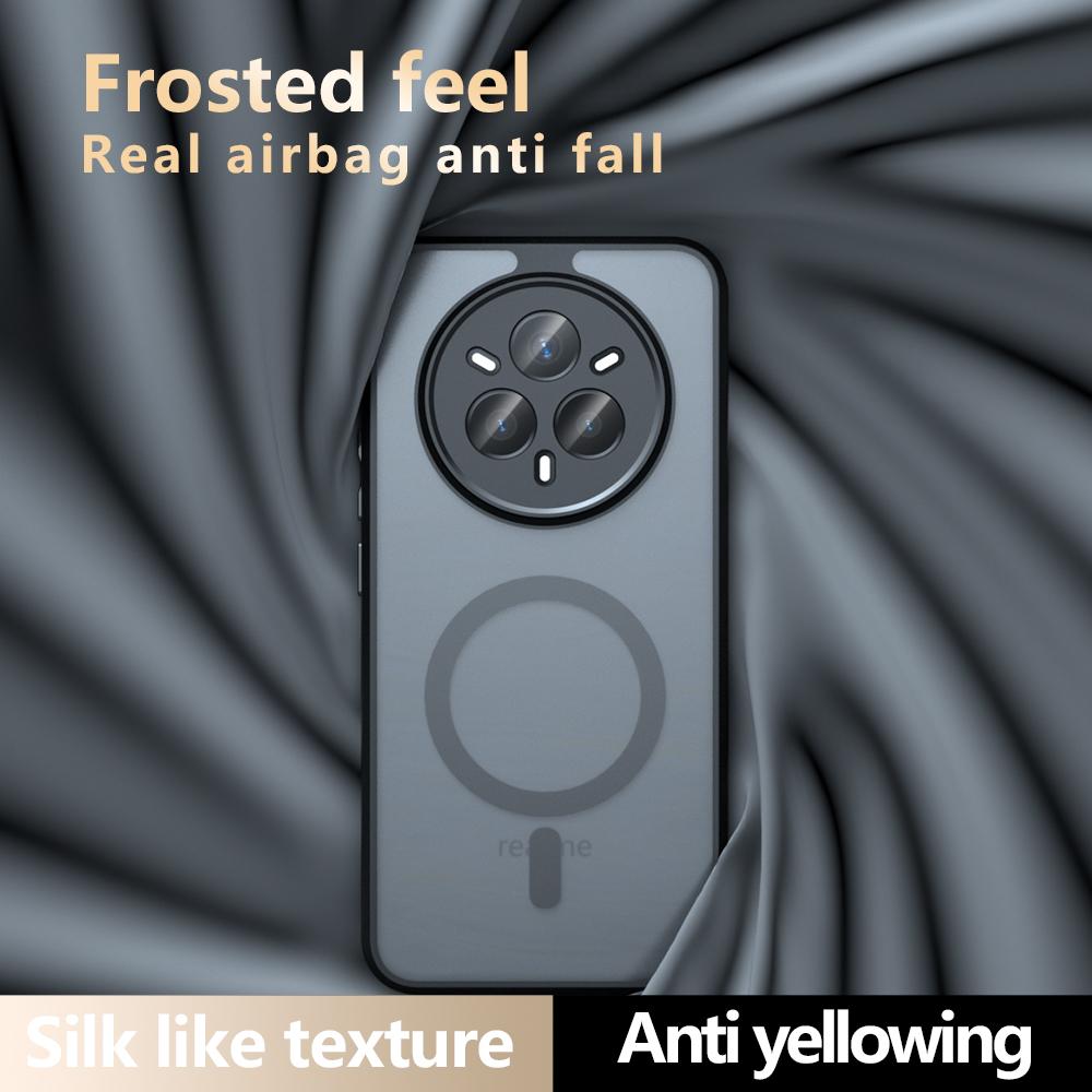 Für Realme 14 Pro Plus Hülle Luxus Matte Acryl Stoßfeste Hülle für Realme 14 Pro+ RMX5051 Magnet Magsafe Kabelloses Laden Bumper