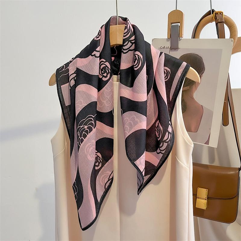 Damen Druck Quadratischer Schal Mode Retro Bandanas Leicht Flecken Halstuch Stirnband