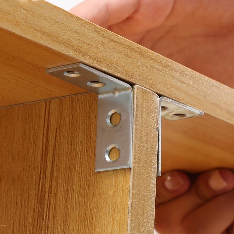 10/50Pcs L-Shaped Corner Brackets 90° Metal Corner Connector Shelf Wall Bracket Fixing Household Furniture Hardware Accessories