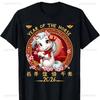 2026 Year of The Horse Chinese Zodiac TShirt  Lucky Fortune Black Short Sleeve Y2k Top Aesthetic Clothes Kawaii Clothes Tops
