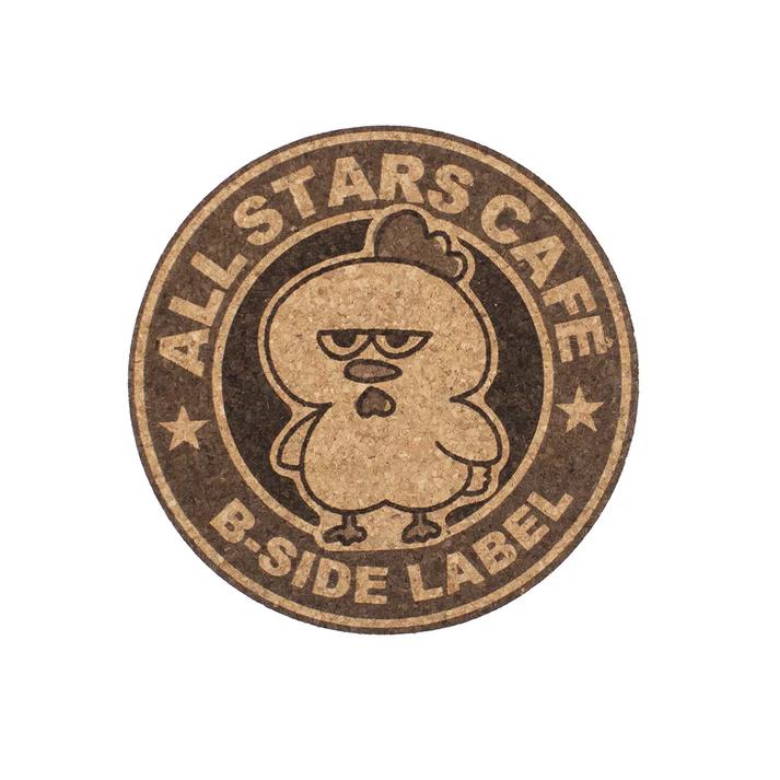 B - SIDE LABEL Squinty-Eyed Chick and Chicken Coaster Japan NEW