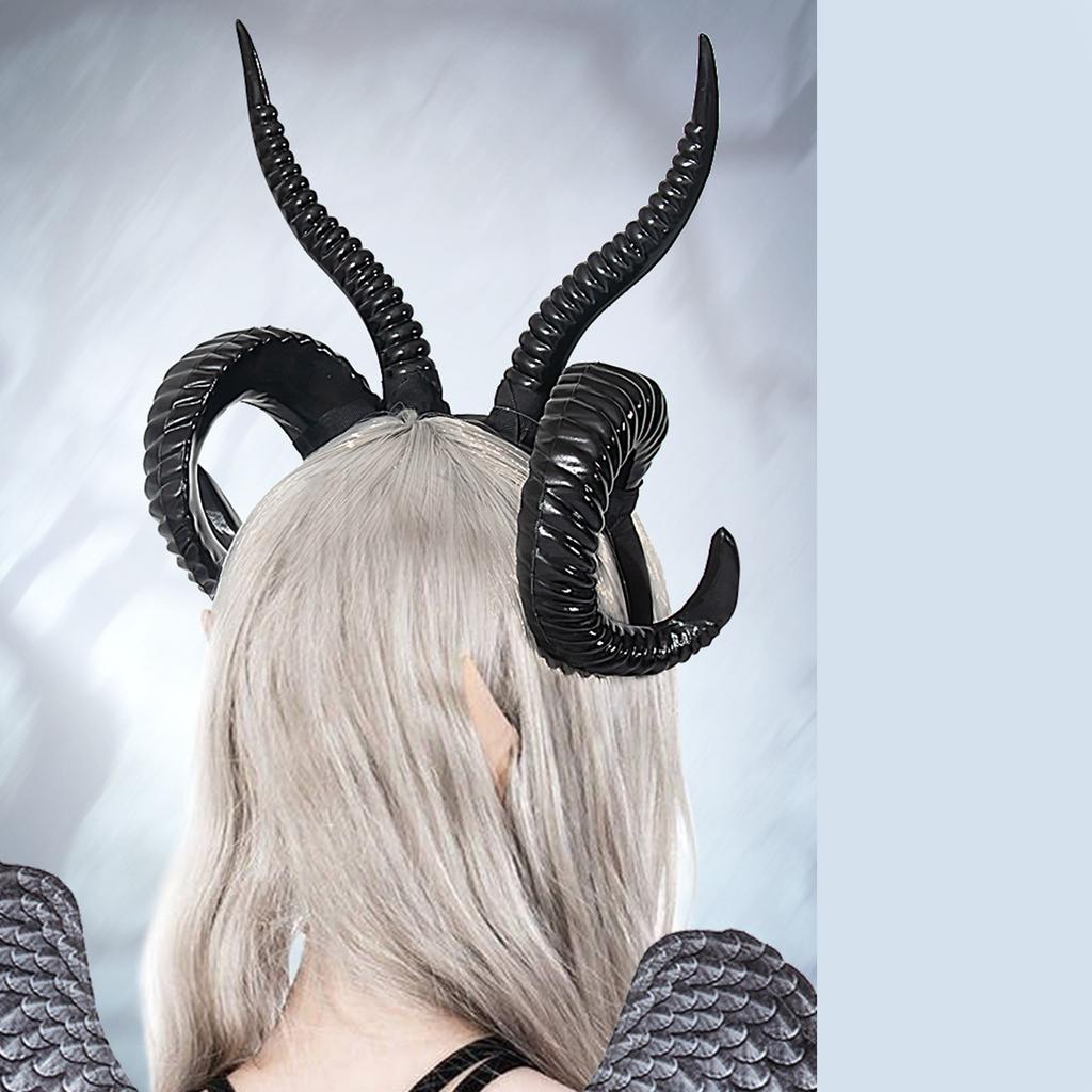 Handmade Sheep Horn Headbands Girl Cosplay Realistic Sheep Horn Fursuit Masquerades Halloween Cosplay Party