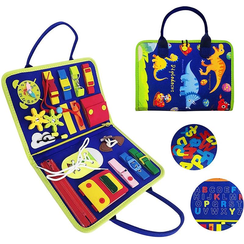 Motricità Educazione Precoce Giocattoli per Imparare Montessori Busy Book Giocattoli Educativi per Bambini Piccoli Attività Portatile Tavola da Viaggio Fine