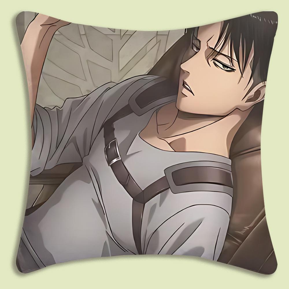 Levi Ackerman Attack On Titan Pillow Covers Cartoon Sofa Decorative Home Double-Sided Printing Short Plush Cute Cushion Cover