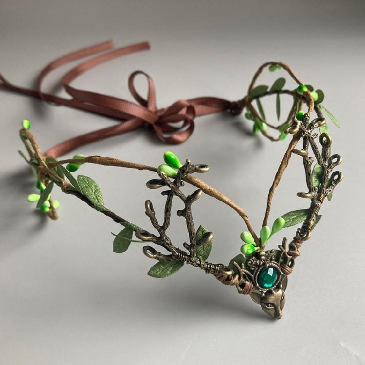 Nature Antler Vine Leaf Headband Forehead Headpiece Frontlet Hairhoop For Festival Celebration And Party Gathering