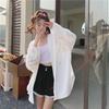 Women's White Hooded Sun Protection Cardigan - Summer 2025, Versatile Long-Sleeve, Mid-Length Loose Thin Jacket