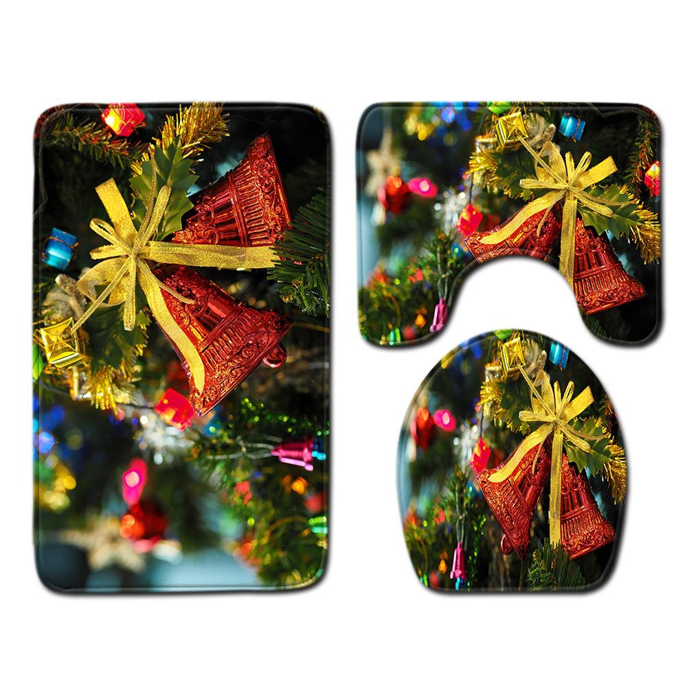 Christmas Bathroom Floor Mat Toilet Three-Piece Set