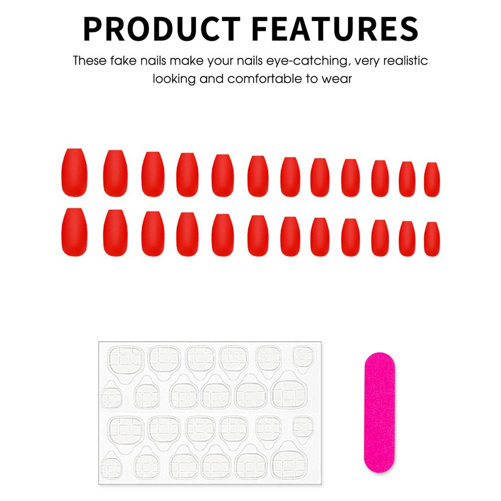 Velvet-Rose Midi False Nails 24Pcs Matte Texture Resin Material Fashion Decoration
