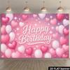 2D Pink Heart & Star Happy Birthday Backdrop Banner Party Photography Background