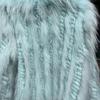 Real Raccoon Fur Woven Coat for Women Short Style Fur Rabbit Fur Long Sleeves Stylish Real Fur Round Neck Coat