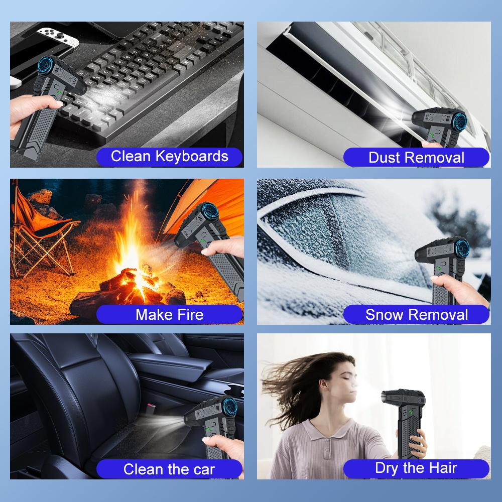 Cleaning Blower Tool Violent Fan Electric Air Duster B002 2025 Turbo Jet Fan Portable 3 Outlet Nozzles Blowing Snow 400000RPM Blow and Suction 2 In 1